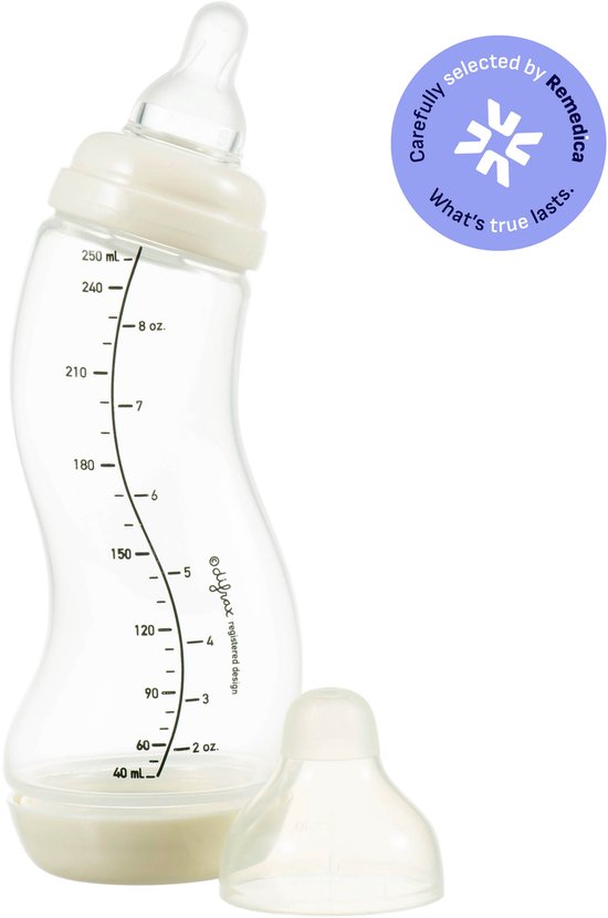 Difrax Natural S-Babyfles - 250 ml - Crème - Anti Colic van Merkloos — afbeelding 2
