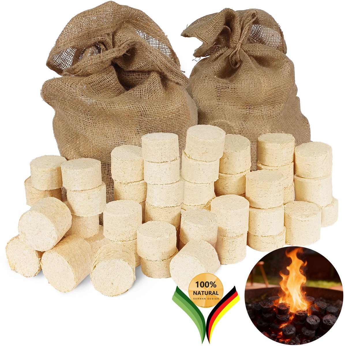 be4nature Houtbriketten 2 × 12,5 kg – Ronde hardhoutbriketten, lange brandduur, schone verbranding, geschikt voor haard en kachel