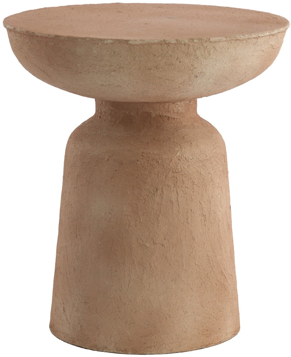 bijzettafel BENISSA in beige papier-maché – Ø38x42 cm