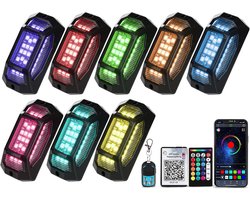 8 sets van rgb-gekleurde rocklights met 5 hoekranden, geschikt voor vrachtwagens en auto's - IP67 waterdichte externe verlichte cover, inclusief kit, music sync app + draadloze afstandsbediening, gemakkelijk te installeren zonder te boren, ideaal voo