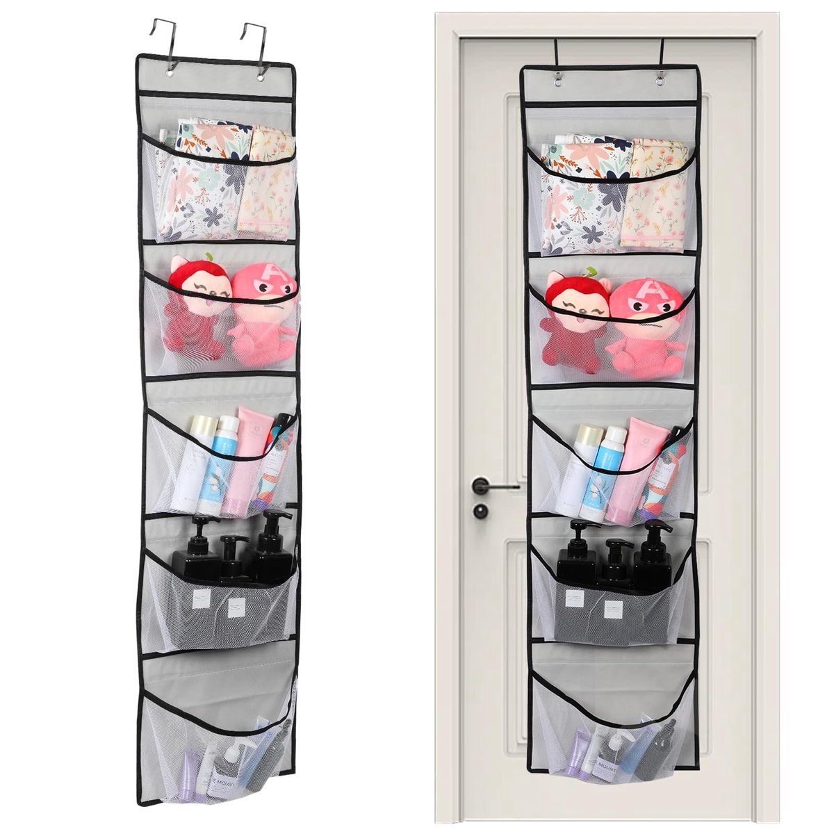 IMPERATORIS® Deurrek/Hangrek met opbergvakken - Deur Organizer/Deurhanger/Deurrek/Opbergzak/Opbergtas - 5 Zakken