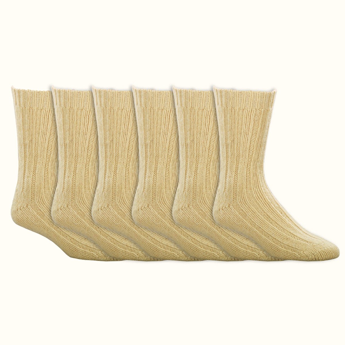 Wollen sokken | 100% Scheerwol | Dames & Heren | Kleur: Beige | Diverse maten | 6 paar