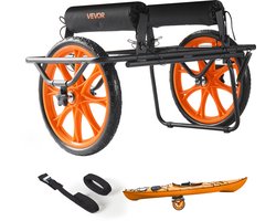 VEVOR Kajakkar, 150 kg, Kanokar met 38,1 cm Massieve Rubbern Banden en Spanband, Bootkar voor het Vervoeren van Kajaks, Kano's, Paddleboards, Jon Boats, Watersportuitrusting, 770 x 495 x 425 mm