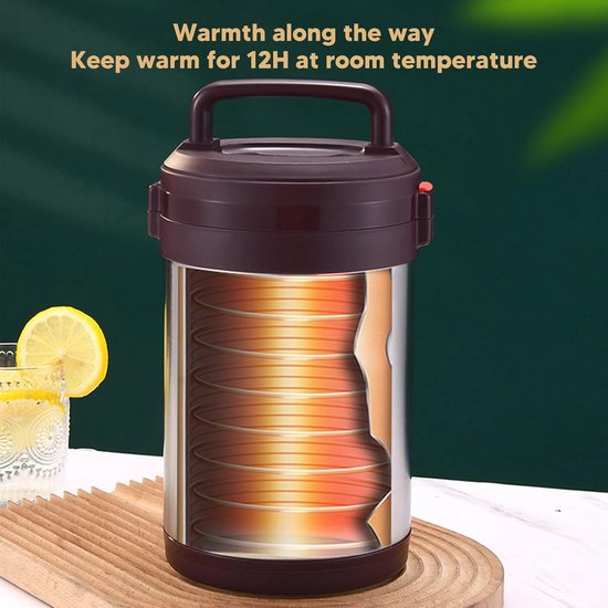 Thermische lunchbox met grote capaciteit - Drielaagse roestvrijstalen voedselwarmer 1,3L — afbeelding 4