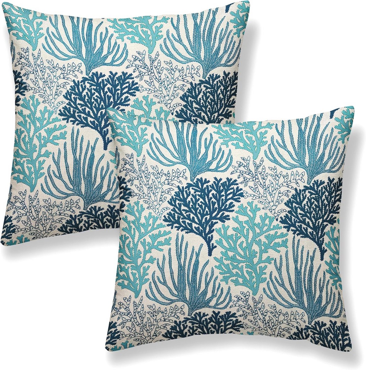 Marineblauwe decoratieve kussenslopen 50 x 50 cm - 2 stuks voor nautisch zomer thema
