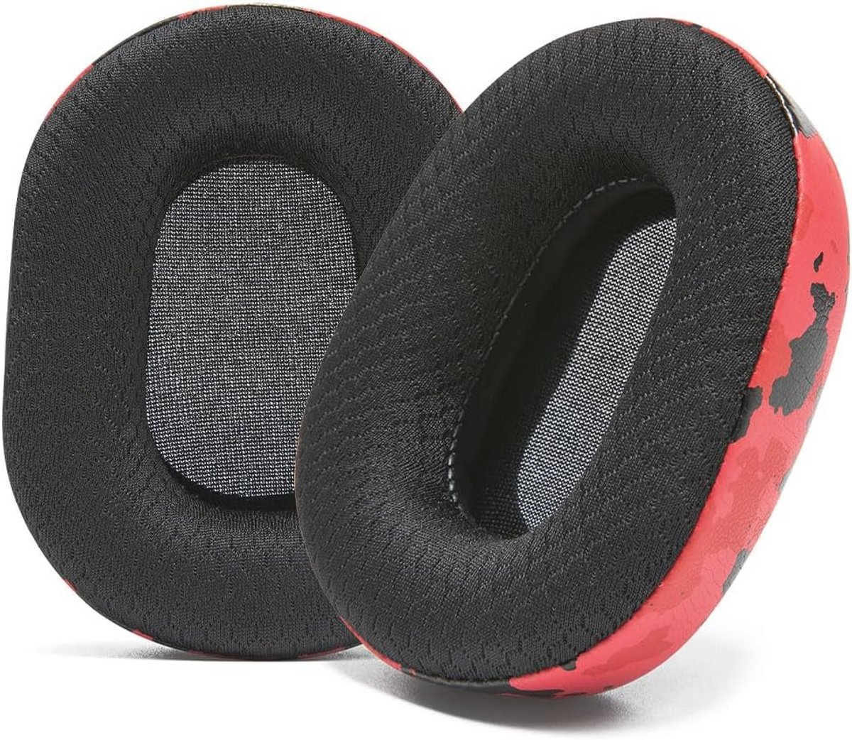 XL Hybride Oorkussens voor Hoofdtelefoons - Verbeterd Comfort en Ademend Sportstof | Rood Camo