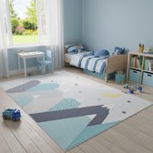 Tapiso Joy Tapis de Sol pour Chambre Kinder Bergen Grijs Tapis de Jeu avec Motif Berg Tapis pour Garçons Filles Tapis Kinder Moderne Poil Bas Antidérapant - 140x200