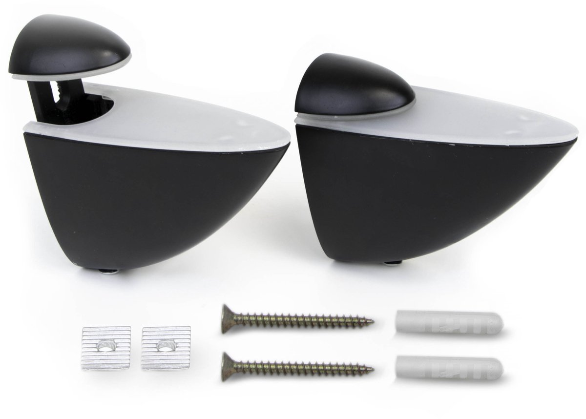 Paar steunen voor houten of glazen plank, geborstelde inox