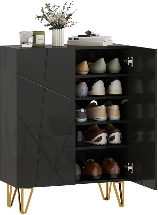 HOMCOM Armoire à chaussures Panneau de particules 72L x 31,5l x 95H cm Noir