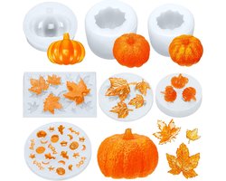8-delige set - siliconen mallen voor pompoenen - epoxy hars mallen - Halloween-hars mallen - kaars mallen - bakvorm
