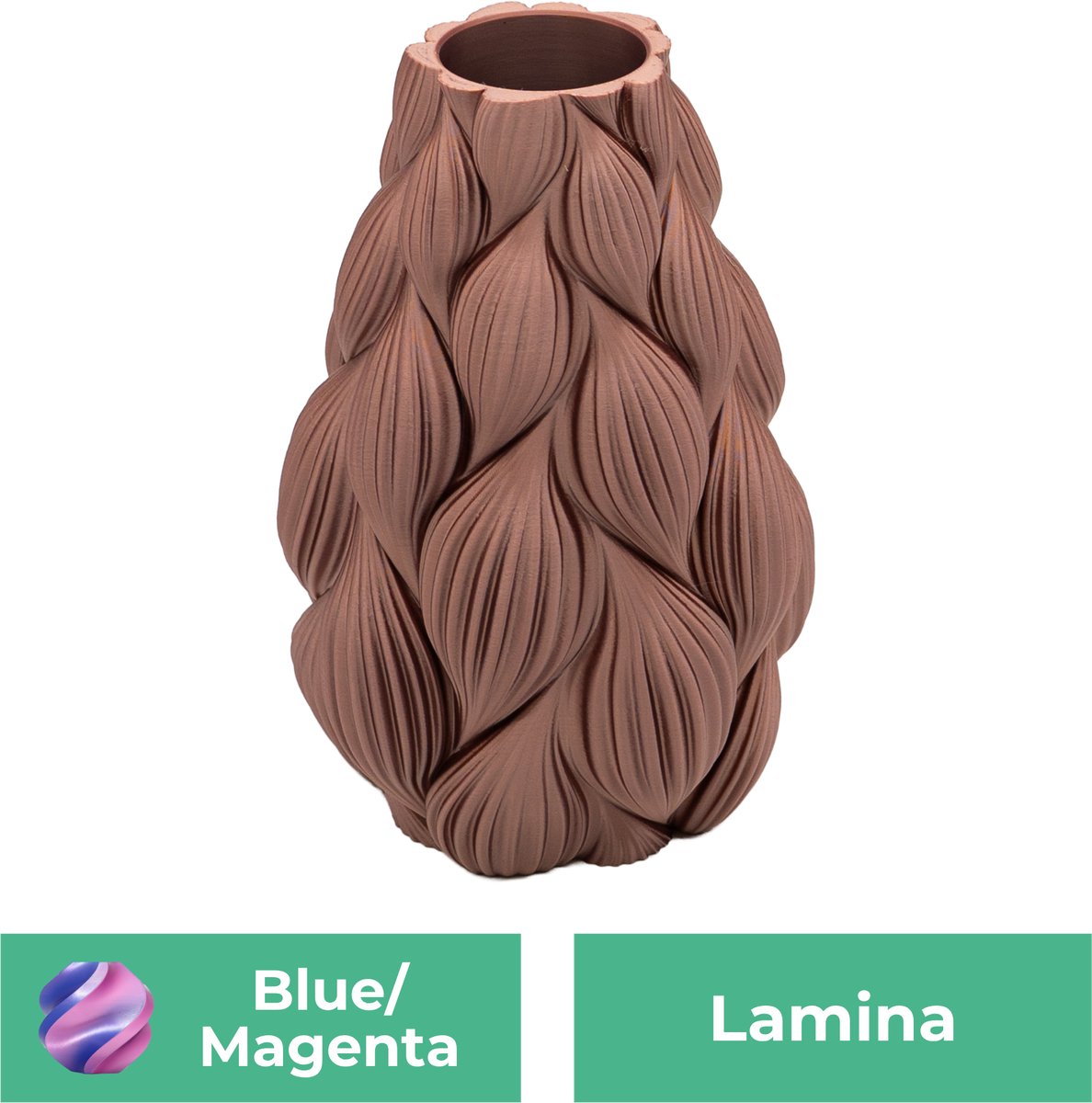 Lovora Lamina moderne vaas – Decoratieve vaas - Blauw / Paars - 3d geprinte vaas – geschikt voor droogbloemen - 20CM