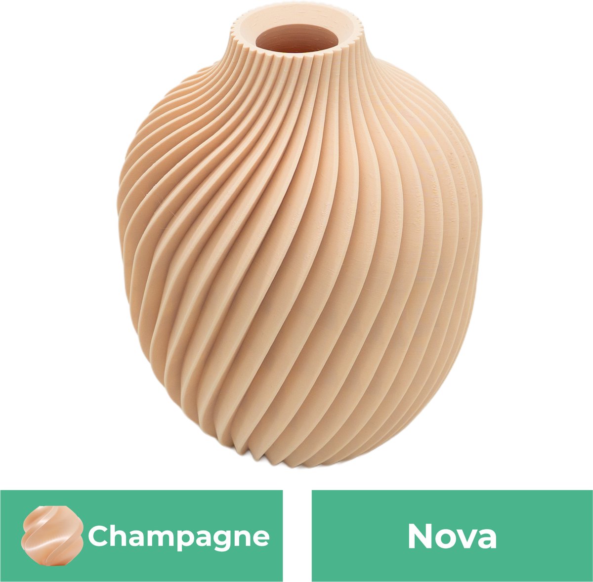 Lovora Nova moderne vaas – Decoratieve vaas - Champagne - 3d geprinte vaas – geschikt voor droogbloemen - 20CM