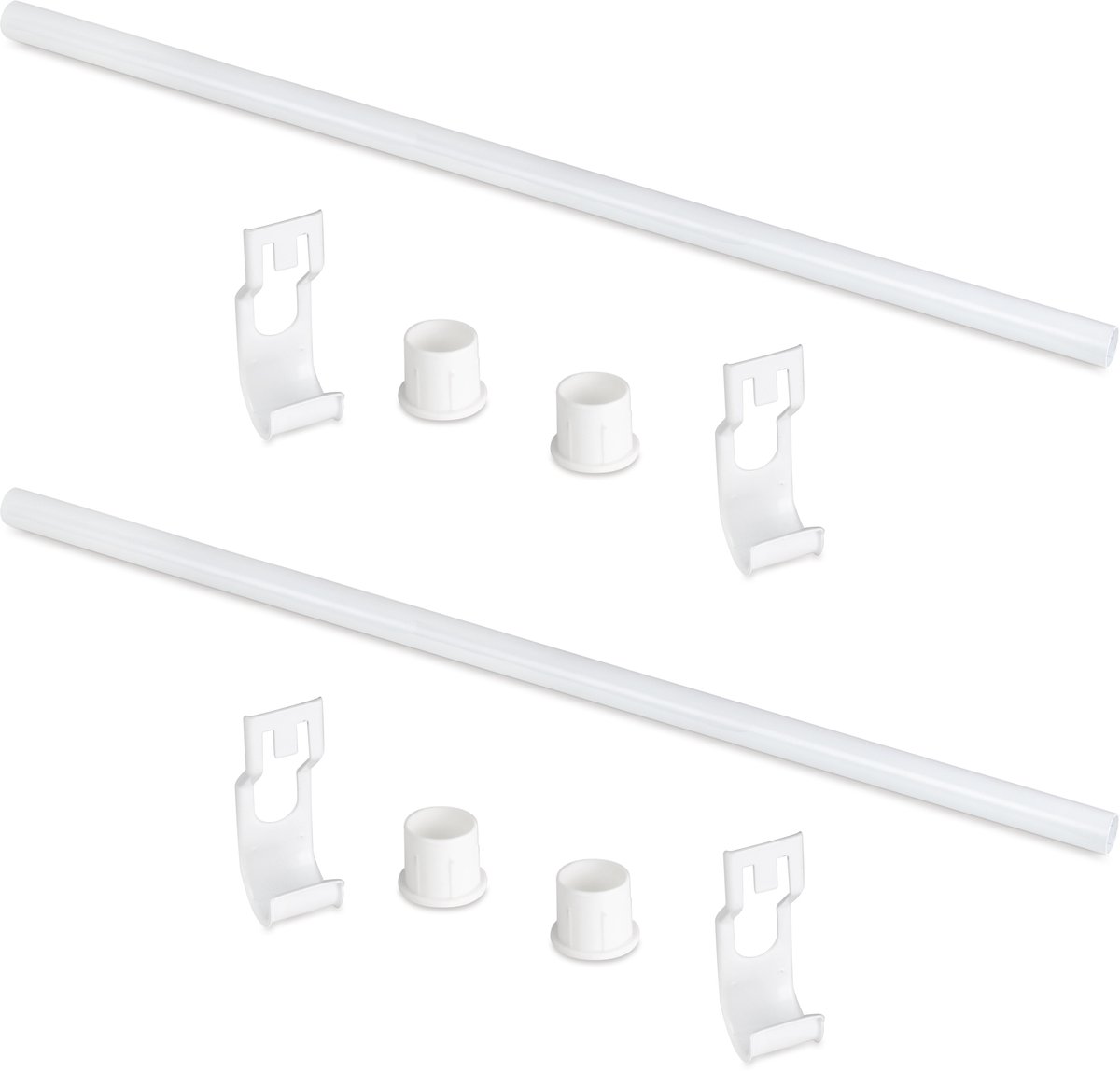 Emuca Lot van 2 Jagmet kastrails en accessoires, lengte 815mm, Staal, Wit gelakt