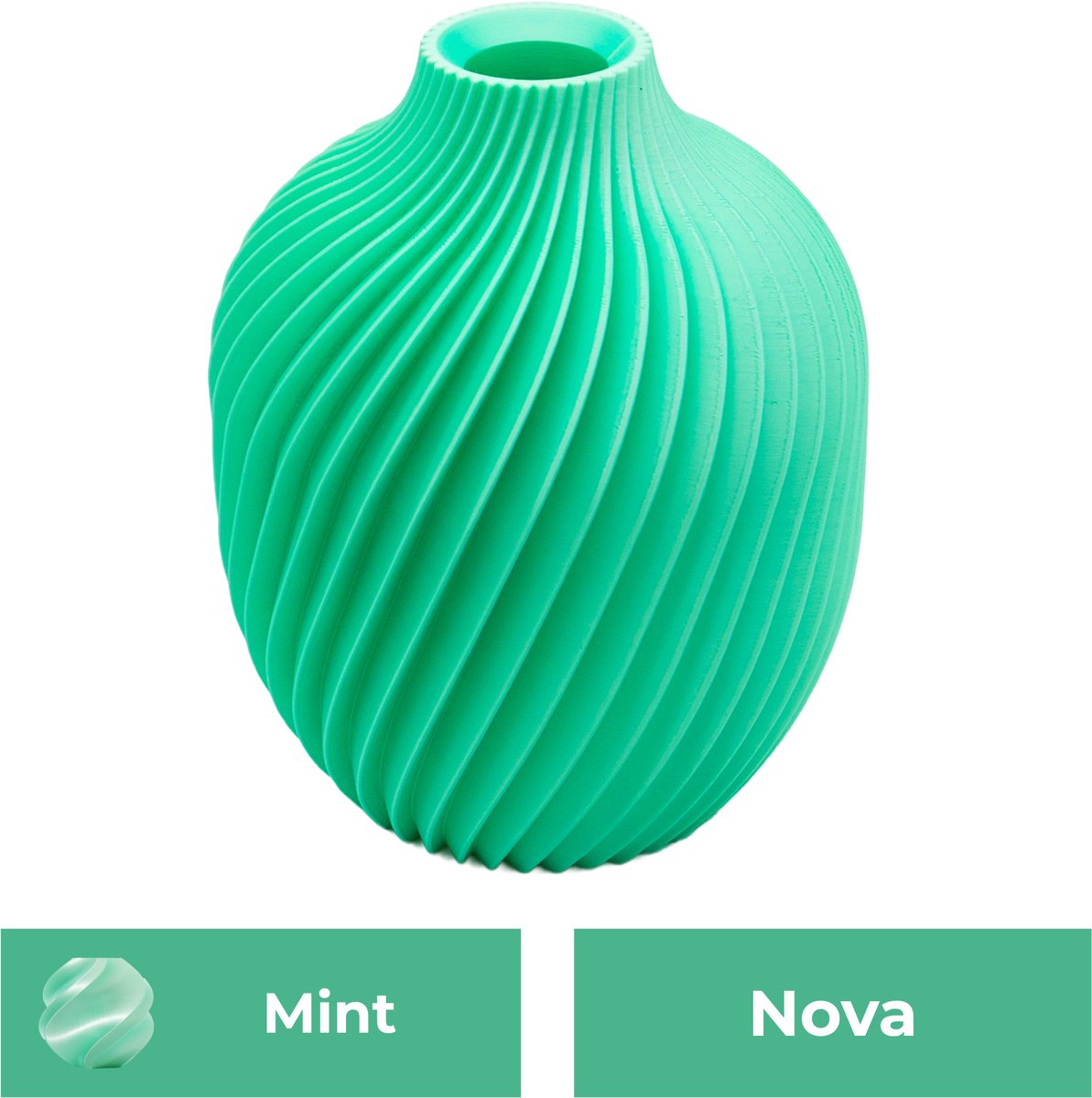 Lovora Nova moderne vaas – Decoratieve vaas - Mint - 3d geprinte vaas – geschikt voor droogbloemen - 34CM
