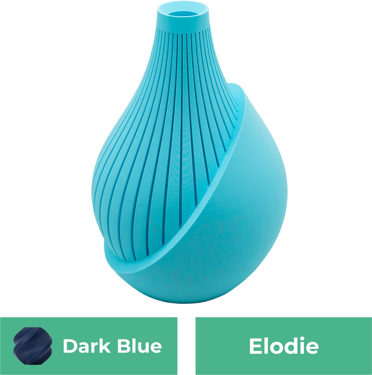 Lovora Elodie moderne vaas – Decoratieve vaas - Donker blauw - 3d geprinte vaas – geschikt voor droogbloemen - 34CM