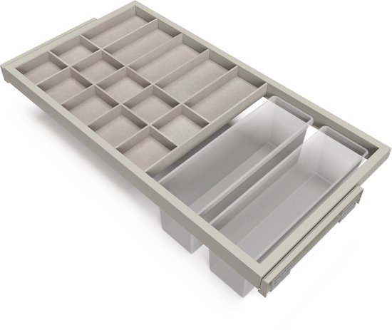 Emuca Ladenset voor keuken of badkamer met volledig uittrekbaar en softclose, hoogte 138 mm, diepte 450 mm, antraciet