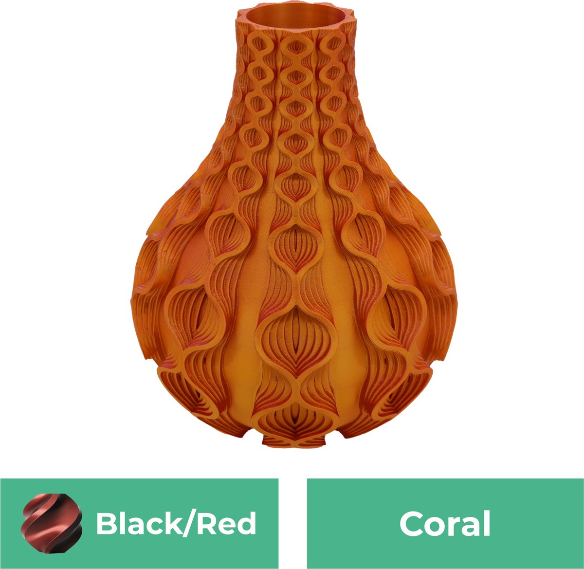 Lovora Coral organische vaas – Decoratieve vaas - Zwart / Rood - 3d geprinte vaas – geschikt voor droogbloemen - 20CM