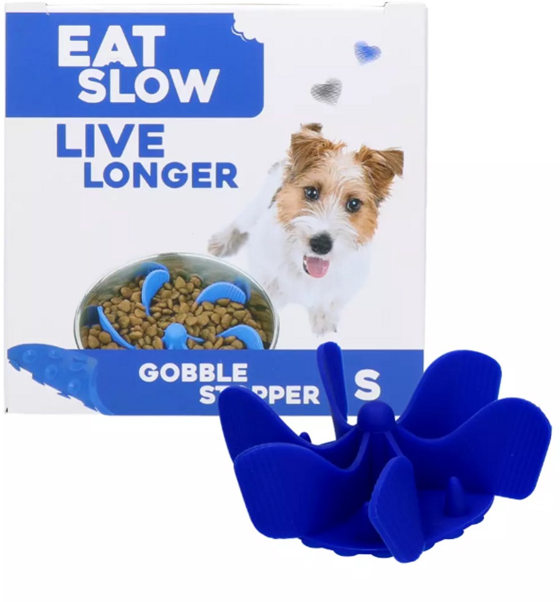 Eat Slow Live Longer Inzetstuk voor Anti-schrok Voerbak - S - Voerpuzzel - Slowfeeder voor Honden - Blauw - Gobble Stopper