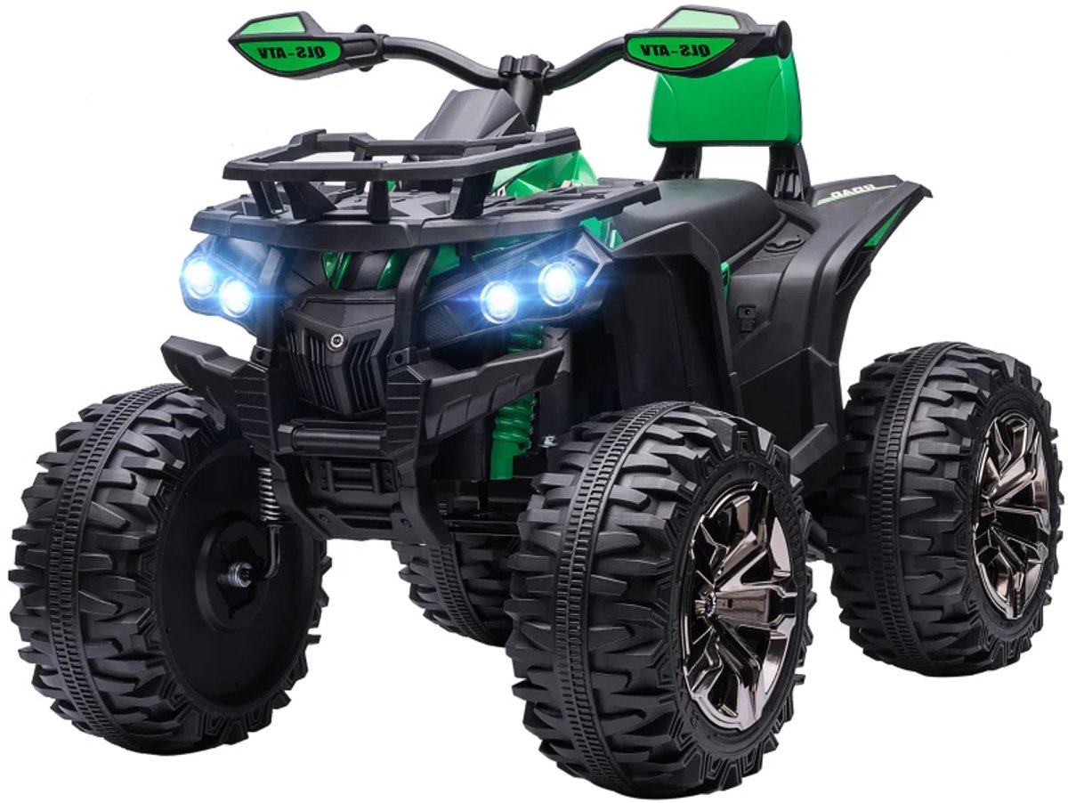Elektrische Kinderquad - Voertuig met 4 Wielen - 12V - tot 3-8 km/u - Kinderen 3-5 jaar - met USB-aansluiting en Verlichting - LED-Koplampen & Muziek - Kindervoertuig - Accuvoertuigen - Groen