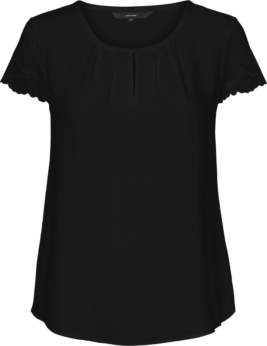 Vero Moda T-shirt Vmnina Ss Lace Top Ga Noos 10226821 Black Dames Maat - XS