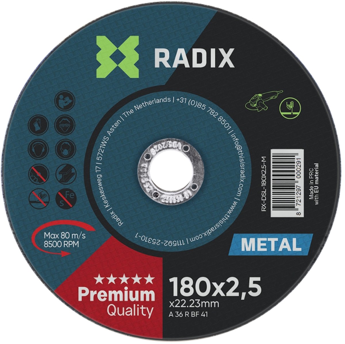 Radix - Doorslijpschijf - Metaal - 180 x 2,5 x 22,23 mm