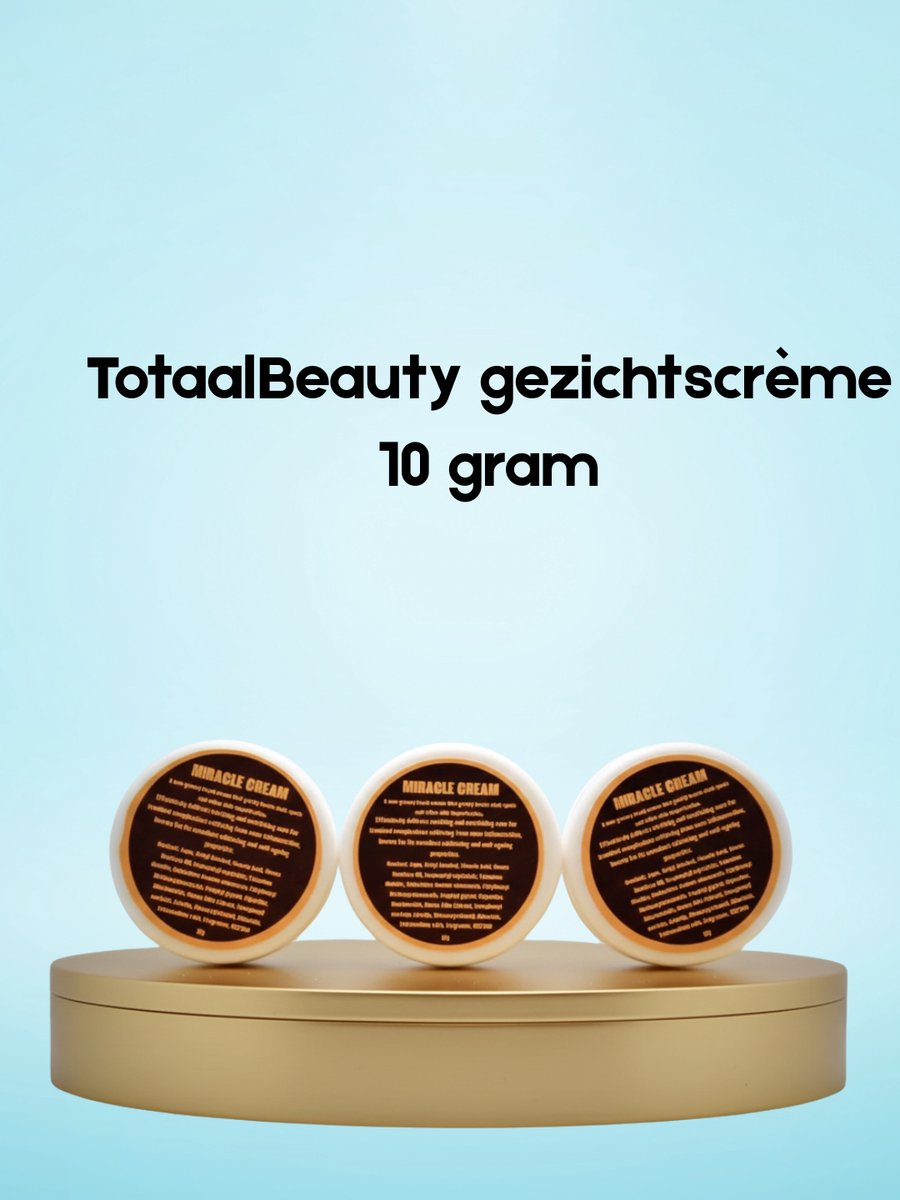 TotaalBeauty Face Cream – 10 g – Hydraterende & Verzorgende Gezichtscrème – Hydrateert, Verzacht en Beschermt de Huid – Voor een Gladde, Stralende & Gezonde Teint