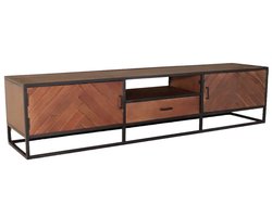 Tv meubel visgraat walnoot mangohout 210cm Danae tv kast duurzaam mango massief hout tv-meubel