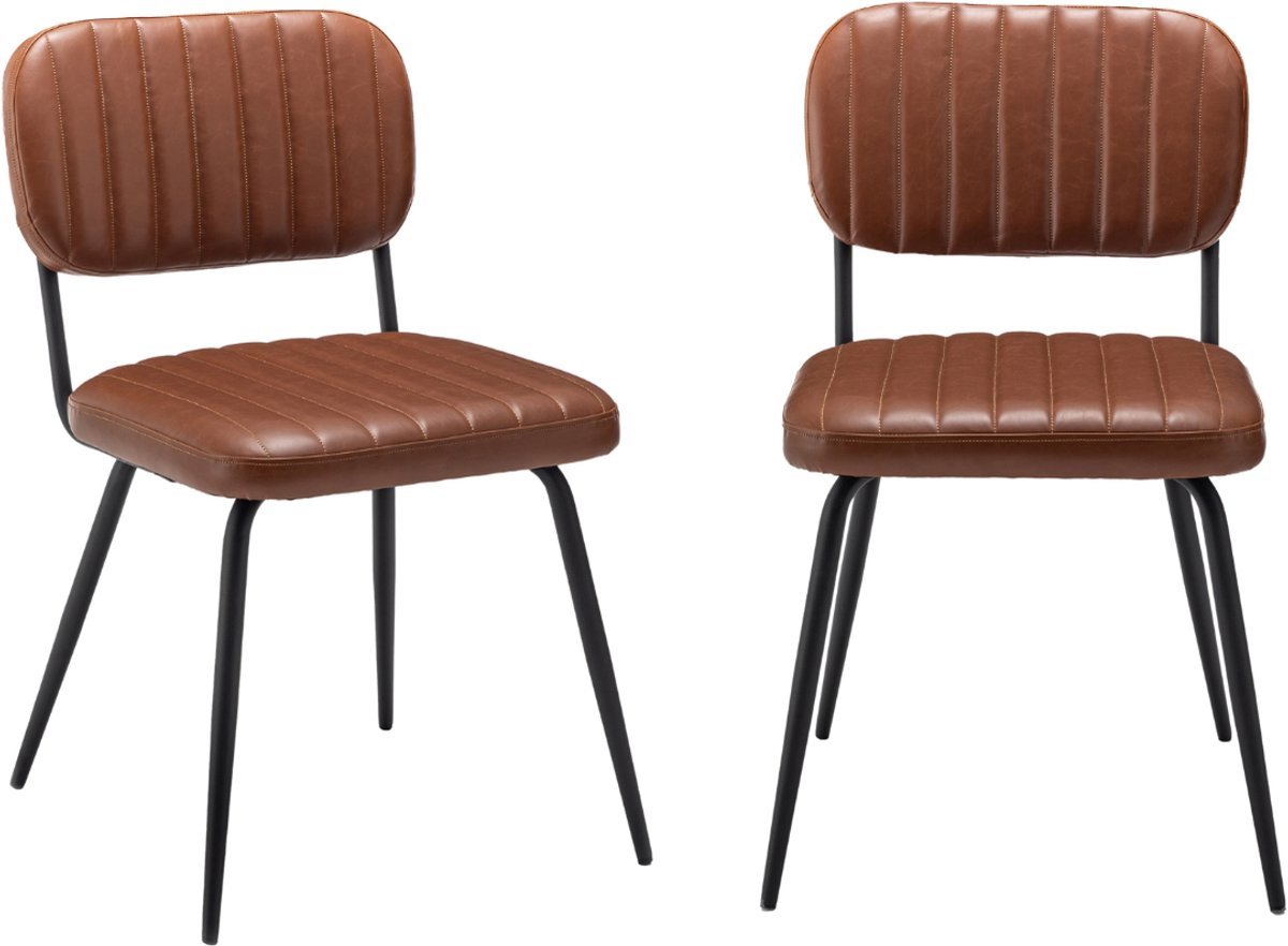 CALICOSY - Lot de 2 chaises de séjour marron L56 cm - SPARTE