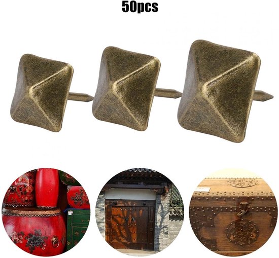IPEA Gestoffeerde spijkers, 200 stuks, sierklinknagels voor meubels, kleding, pinnen, punaises voor stoel, antiek goud, 14 x 12 mm