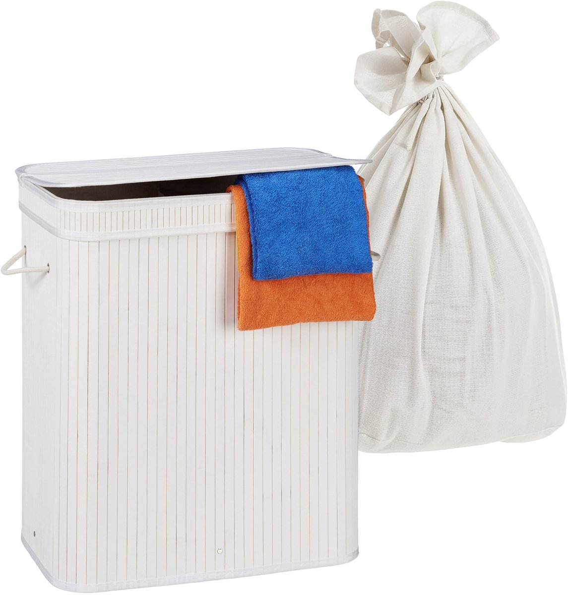 Wasmand - wit - 52x60x32 cm - stof