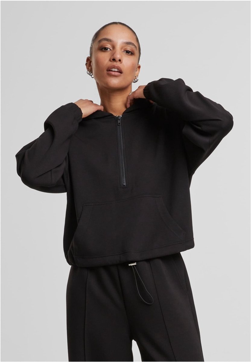 Urban Classics Soft Touch Zip Hoodie Dames Trui met capuchon – XL Zwart