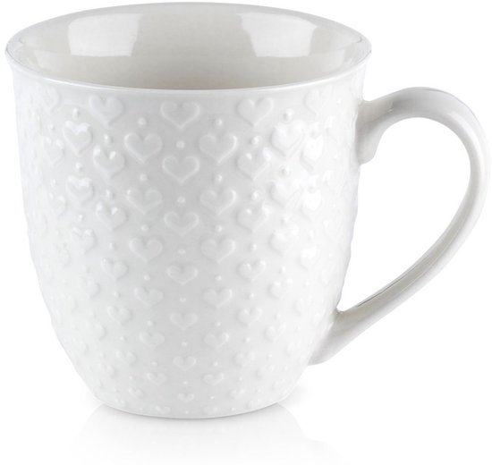 Orion - Keramische Mok - 580ml - Met Hartjes - Wit