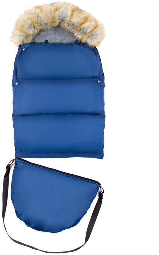Kinderwagen voetenzak - marineblauw - bont - tas - hoes van Kinder — afbeelding 4