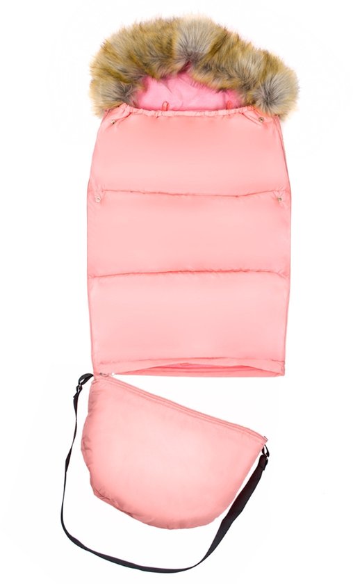 Roze voetenzak - kinderwagen - bont - tas - hoes - 110x45 cm van Dooky — afbeelding 2