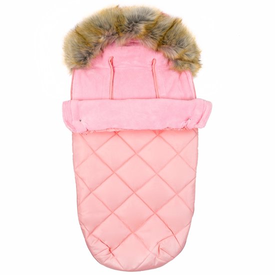 Roze voetenzak kinderwagen - bont - tas - hoes - 90x45 cm van Deryan — afbeelding 2