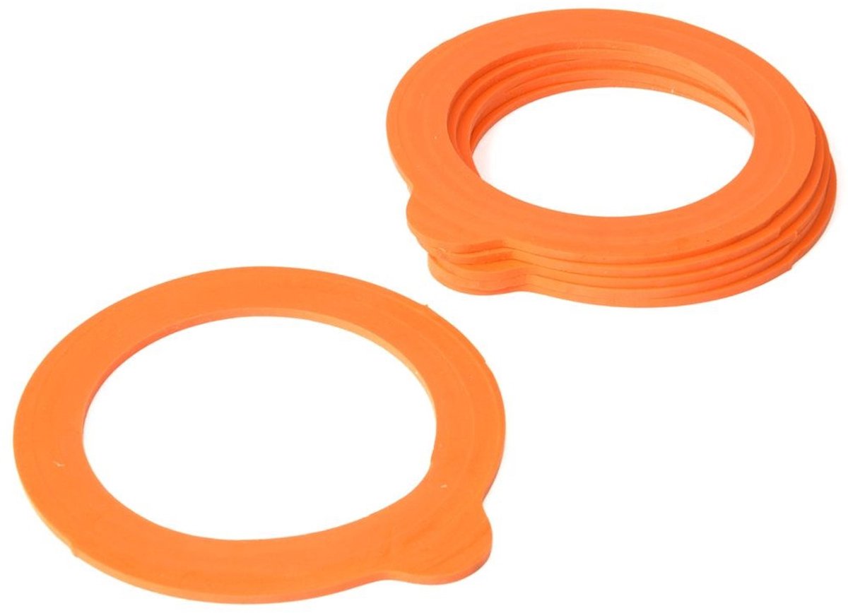 Orion - 6-delige Set Silicone Ringen - Uitwisselbaar - Oranje - 9,3 cm