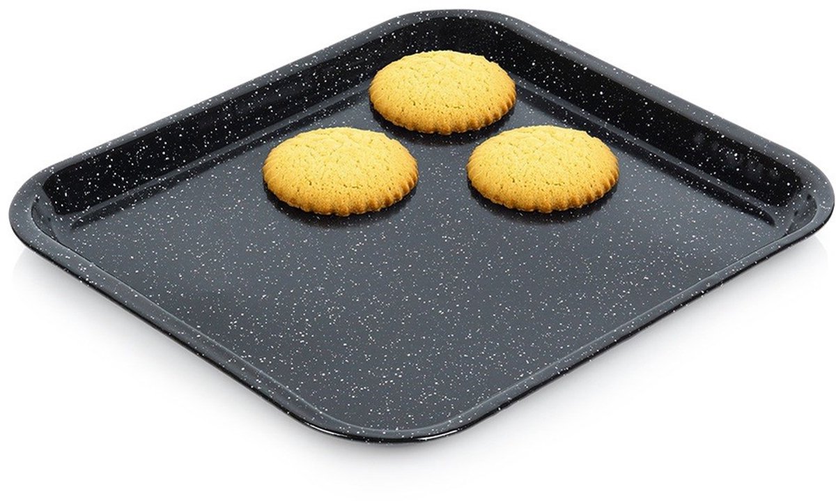 Orion - Geëmailleerde Bakplaat - 41,5x37 cm - Zwart - Geschikt voor Ovens - Vaatwasserbestendig