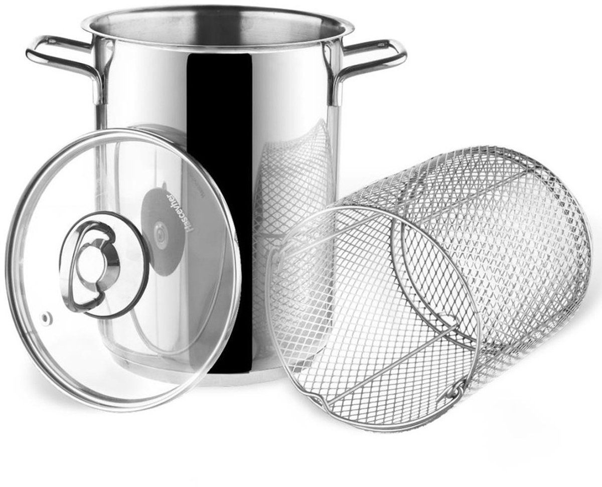 Orion ANETT Serie - Stalen Asperge- en Pastapan - 16 cm - 4,2 L - Met Deksel en Zeef