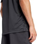 Detail van een donkergrijs Adidas tennis t-shirt met 'ClimaCool' op de zoom.