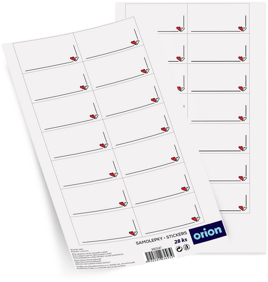Orion Serie - Zelfklevende Etiketten - 28 Stuks - Hartontwerp