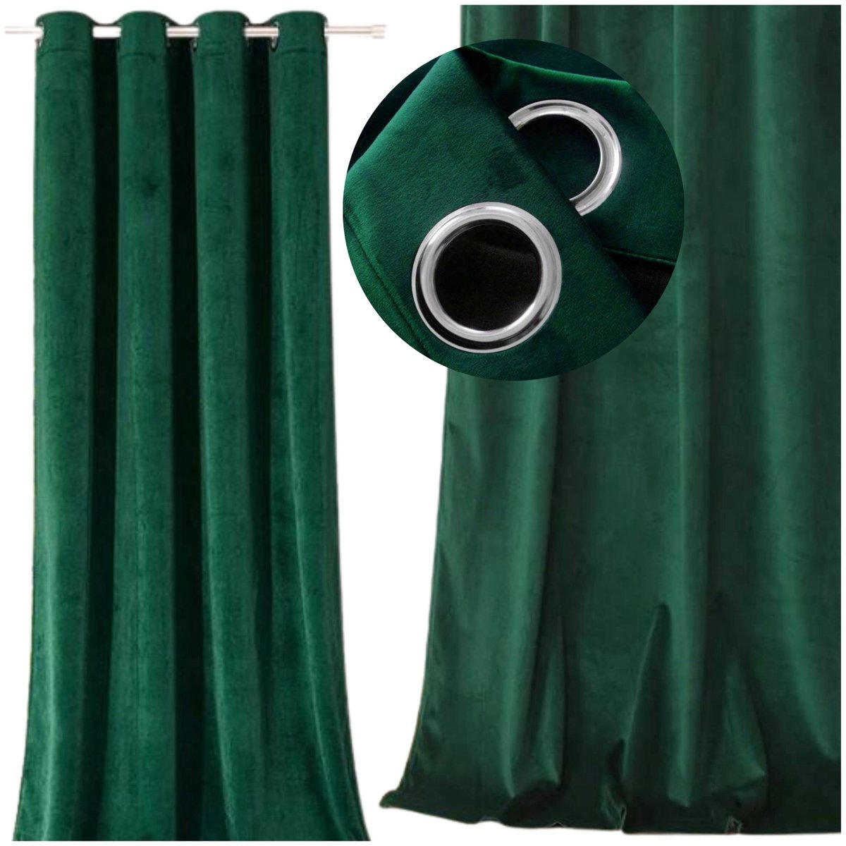 MORE&DECO - Fluwelen Gordijn - 250x140cm - Groen - Klaar om op te Hangen - Luxe Afwerking