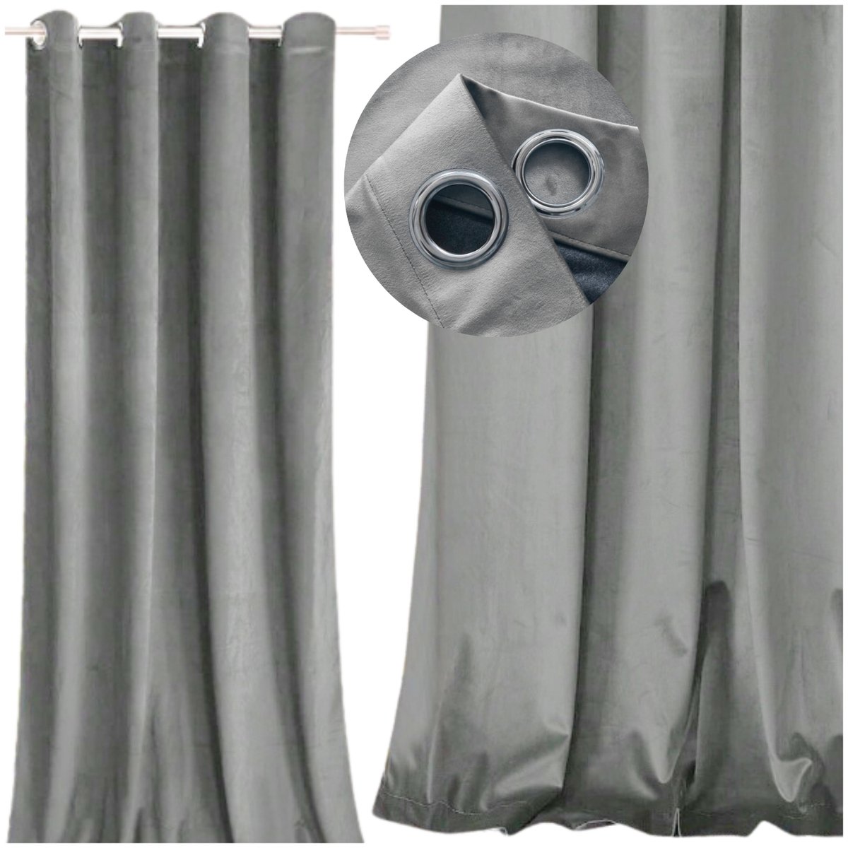More&Deco Zasłona - Velours - Donkergrijs - 250x140cm - Verduisterend