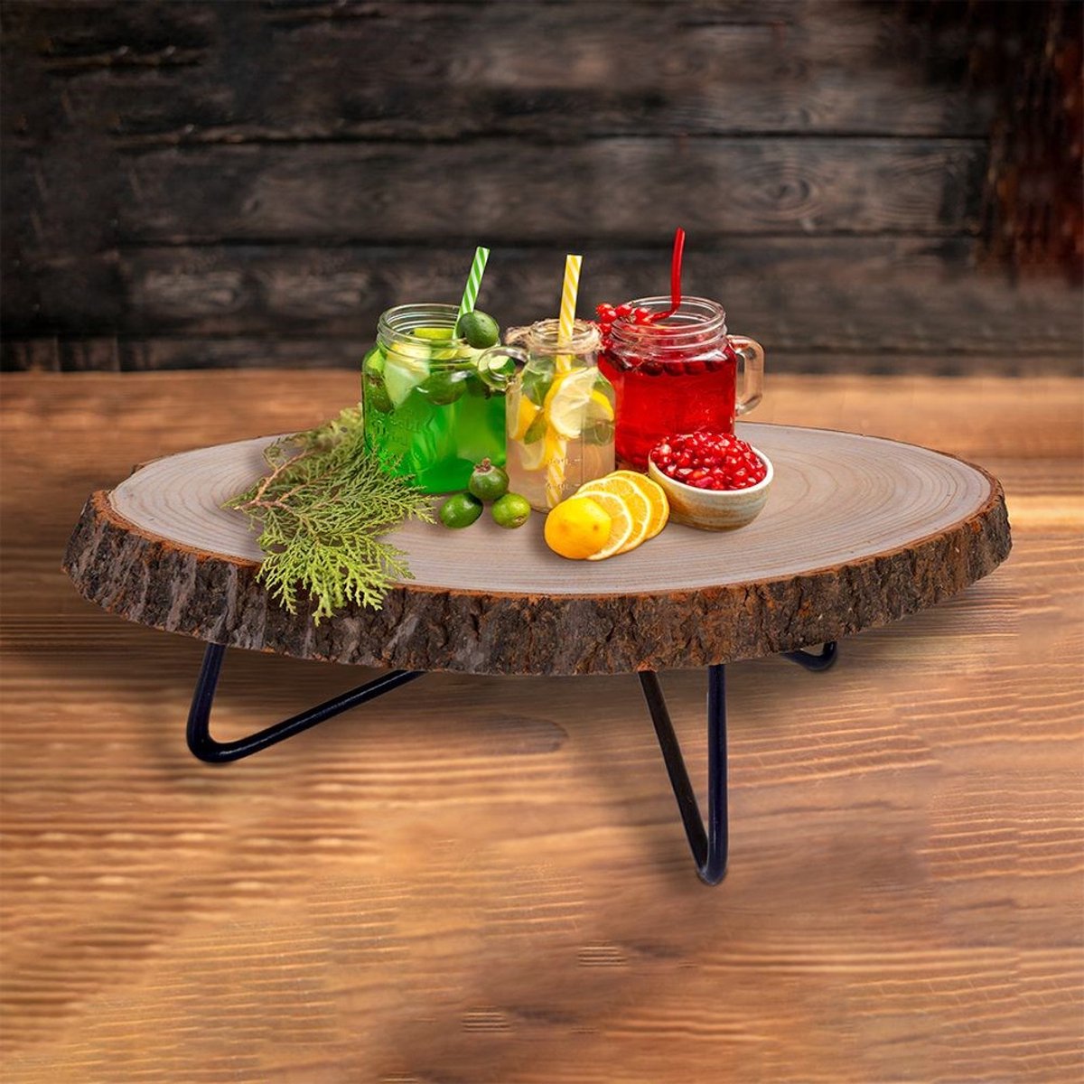 Vilde - Serveerplank op Poten - 40 cm - Houten - Metalen Noppen - Decoratief — cadeau in Koken & Dineren - foto 2