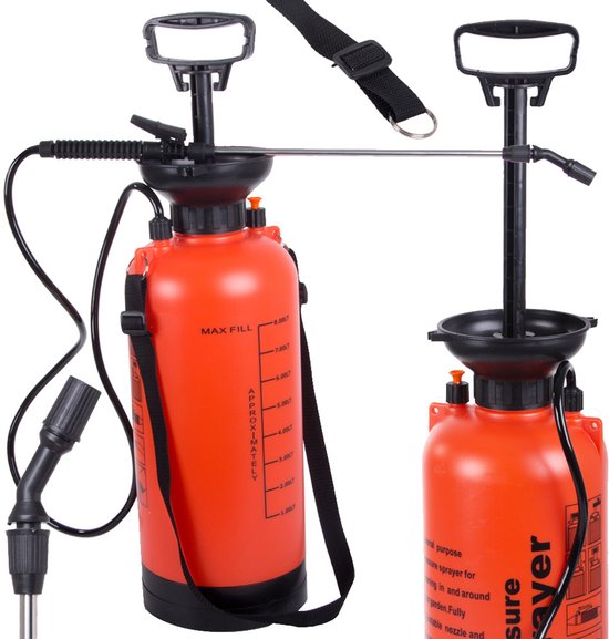 Drukspuit 8 Liter - Tuinsproeier met lange Lans en draagriem - Handdruk sprayer voor tuin & planten van Merkloos	 — afbeelding 2