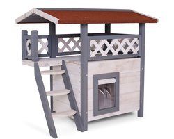 lionto buiten kattenhuis, beschermd, stijlvol & eenvoudig te monteren, grijs