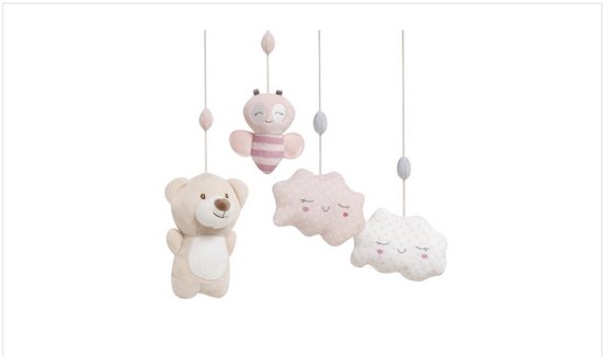 Baby's Muziekmobiel baby Heaven - Boxmobiel - figuurtjes - Muziek speelgoed - beertje - wolkjes- roze beige van Merkloos — afbeelding 2