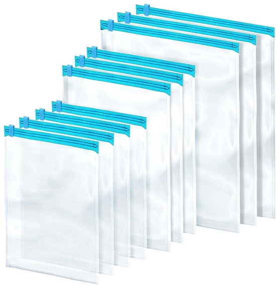 Vilde - Compressiezak Set - 10 Stuks - Verschillende Maten - Herbruikbaar - Transparant