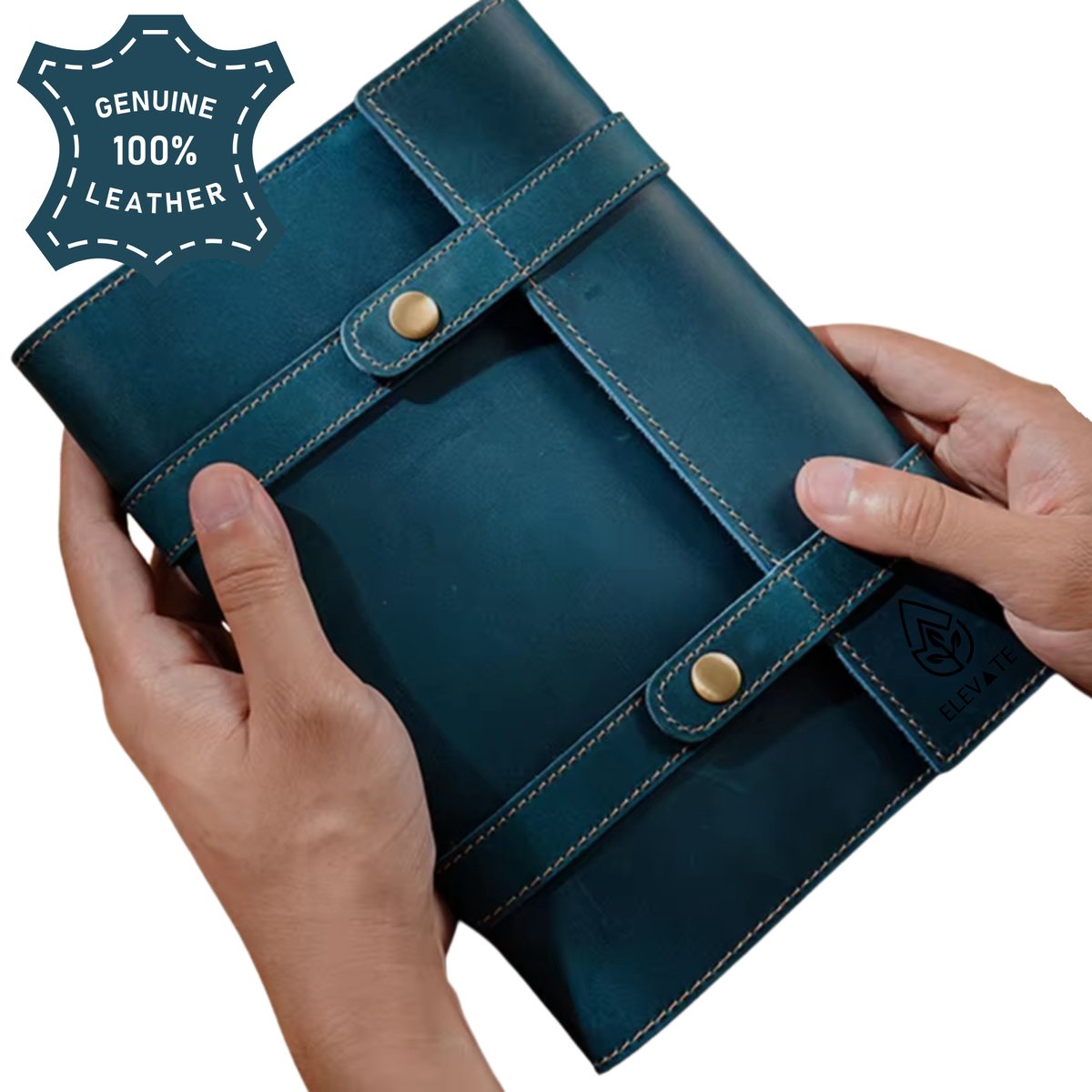 ELEVATE® Luxe Leren Notitieboek BLAUW – Handgemaakt Full-Grain Crazy Horse Leer – Navulbaar Notitieboek A5 – Journaling / Dagboek / Notebook – 100% Echt Leer – Verschillende Kleuren