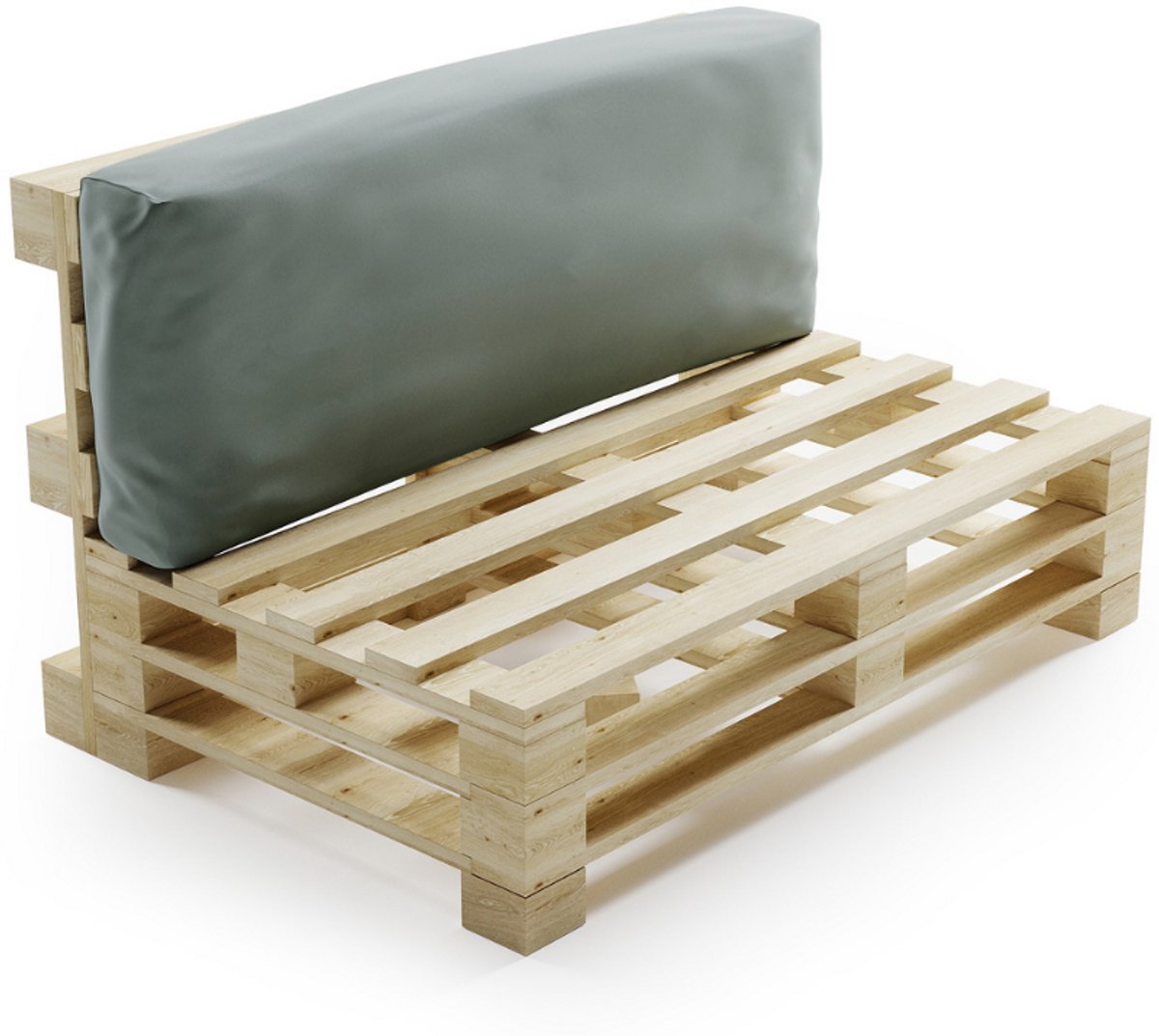 Bananair - Palletkussen - afneembare hoes - Waterbestendig rugkussen - Tuinkussen voor Palletbank - 120x40 cm - Lichtgrijs