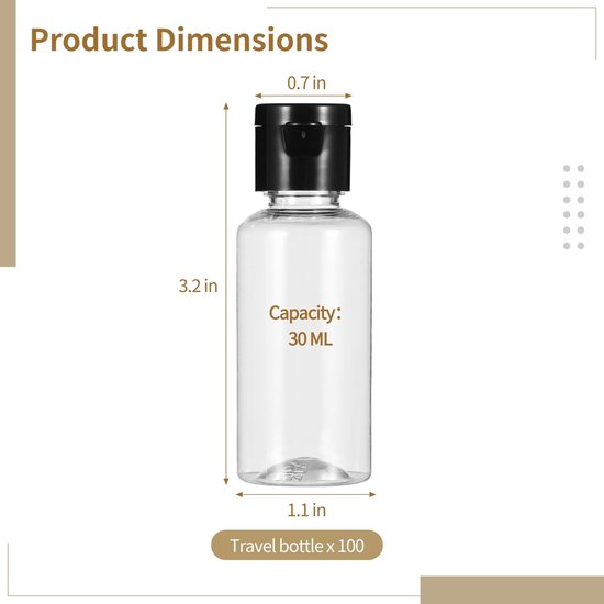 IMPERATORIS® Reisflesjes Set - Navulbare Flesjes - Voor Shampoo en Lotion - Kunststof - Set van 100 - 30 ml - Transparant van imperatoris — afbeelding 3